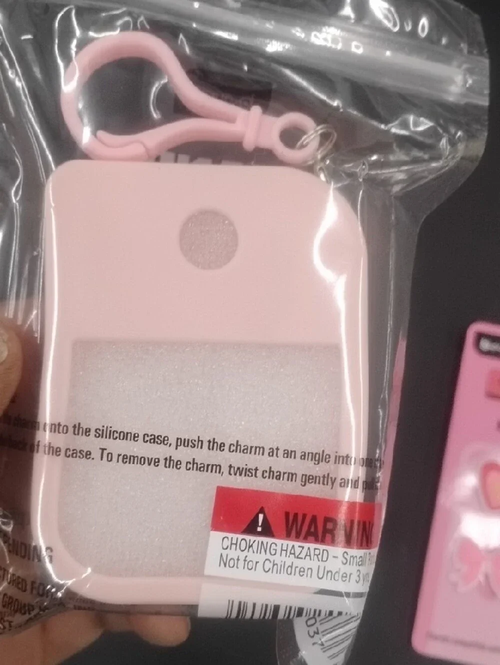 b-pure Pink Hand Sanitizer Charm Case with Decorative Charms - Picture 2 of 3